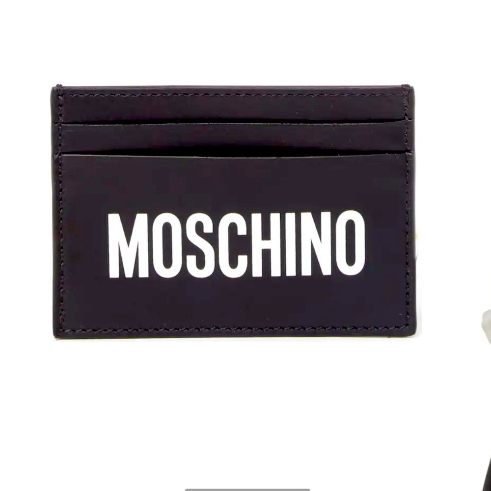 Moschino Couture Logo Print Leather Cardholder Wallet